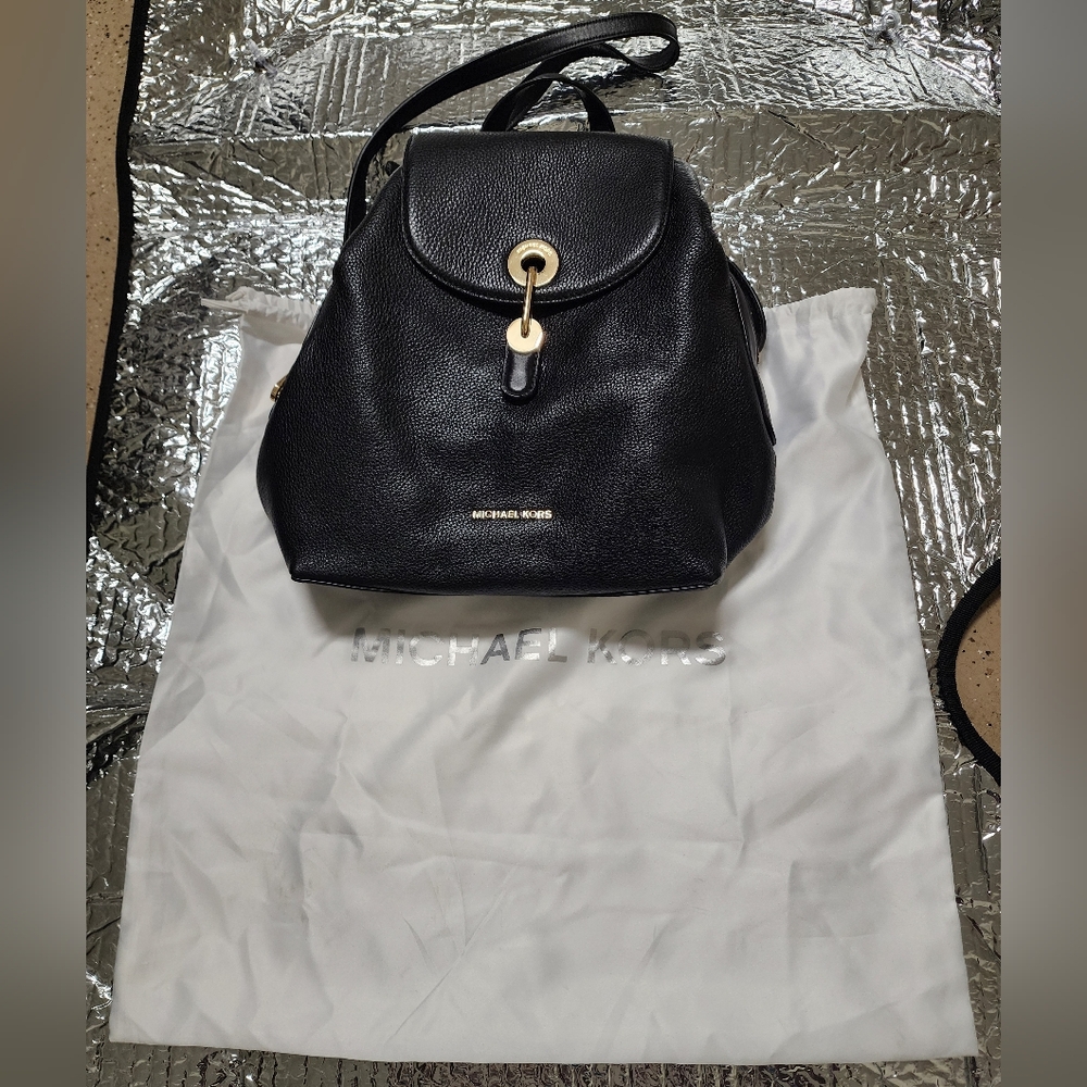 Michael Kors Black Leather Backpack